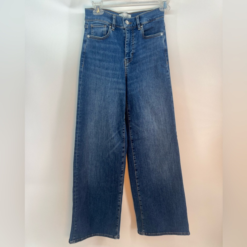 Frame Denim Le Slim Palazzo High Rise Wide Leg Dark Wash Jeans in Skywalk 25 - Picture 4 of 15